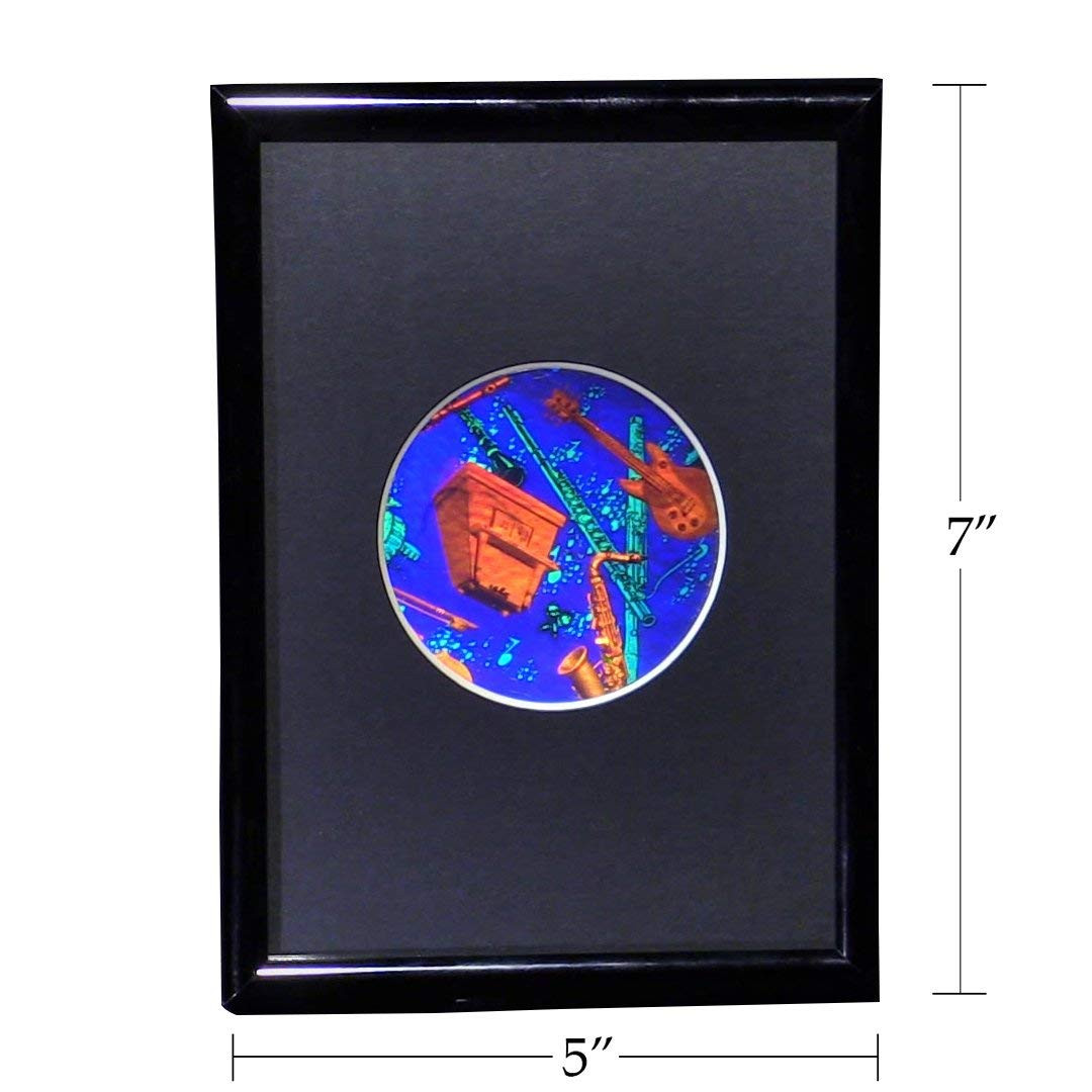 Musical Instruments Small Round Hologram Picture (FRAMED), 3D Collectible Embossed Type Hologram